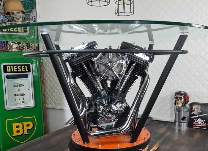 Runder Motortisch „Roundtable EVO“ — handgefertigtes Unikat von V8 Rock-n-Roll