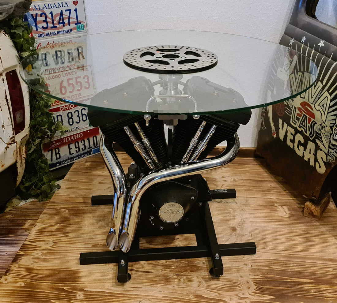 Motortisch „H.D. Bremsscheibe“ — handgefertigtes Unikat von V8 Rock'n'Roll