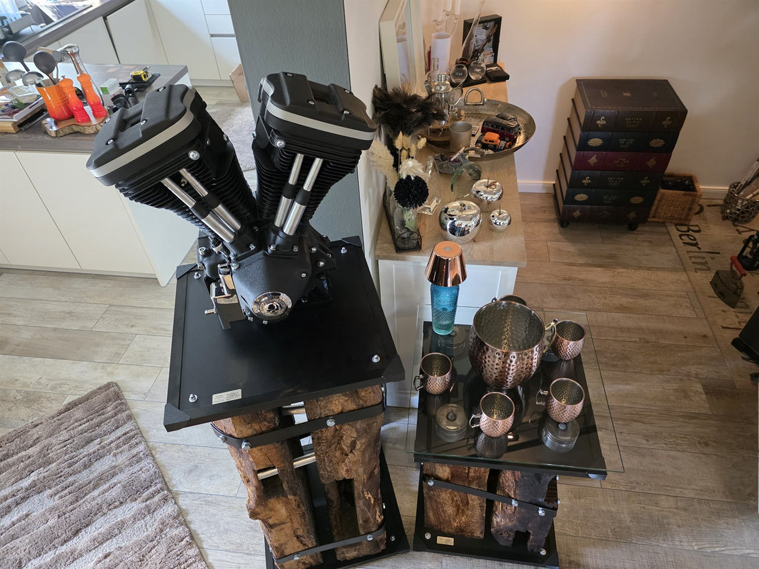 Sockel-Set „EVO Eichenbalken“ — handgefertigtes Unikat von V8 Rock'n'Roll