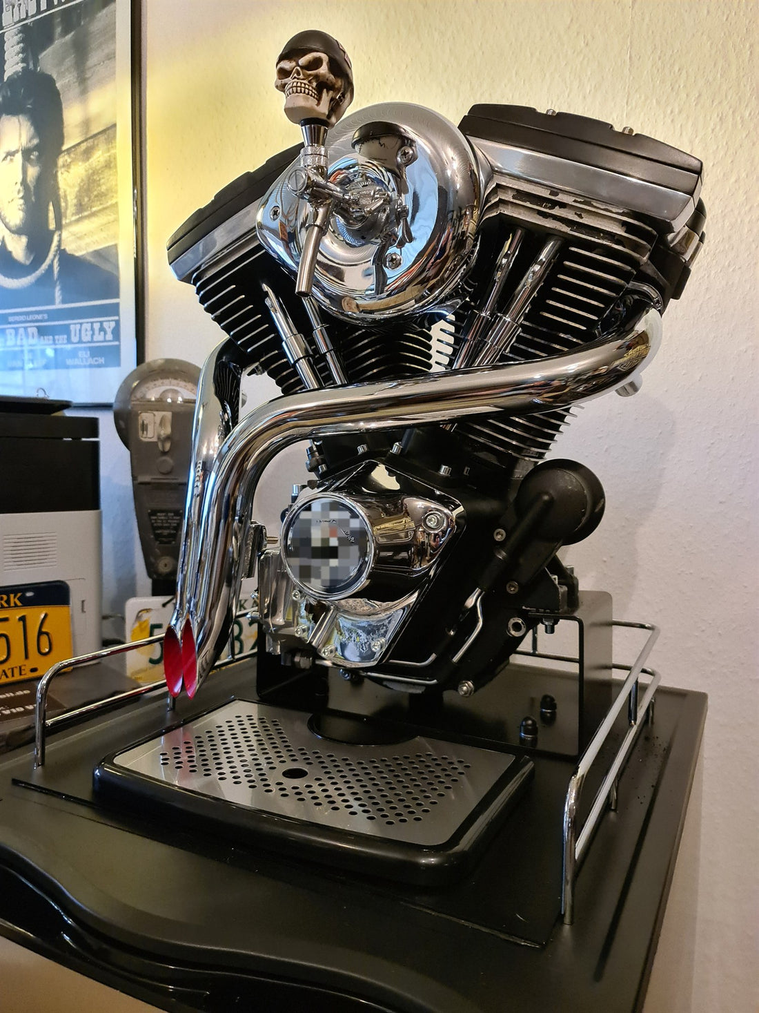 Zapfanlage „EVO Rot Edelstahl“ — handgefertigtes Unikat von V8 Rock'n'Roll